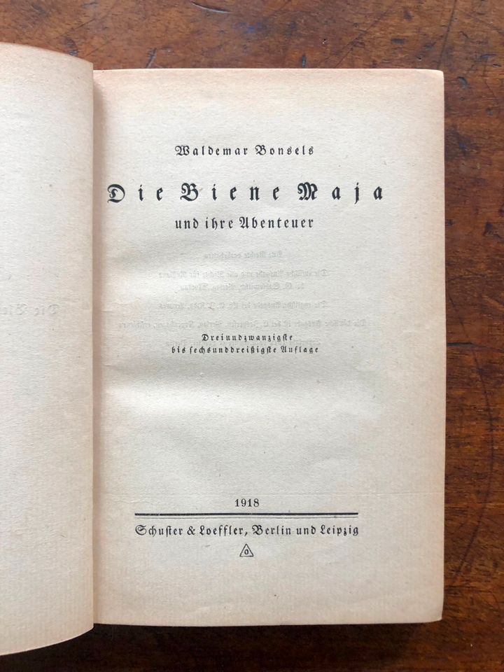 Antikes Buch 1918. Die Biene Maja & ihre Abenteuer. Bonsels, W. in Berlin