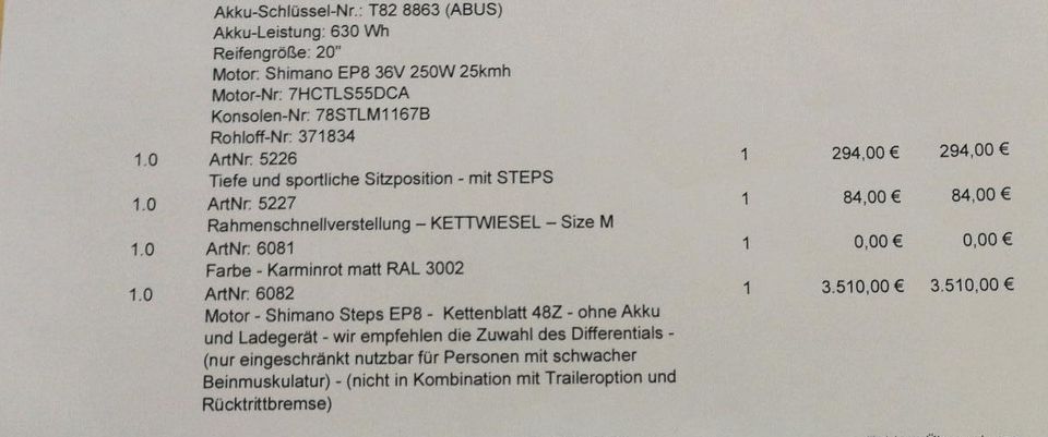 Shimano Steps EP8 +  Akku + Ladegerät mit Rechnung in Neuss