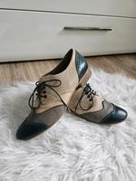 Charleston Schuhe Schnürschuh Leder blau-beige Gr. 38,5! Sachsen - Görlitz Vorschau