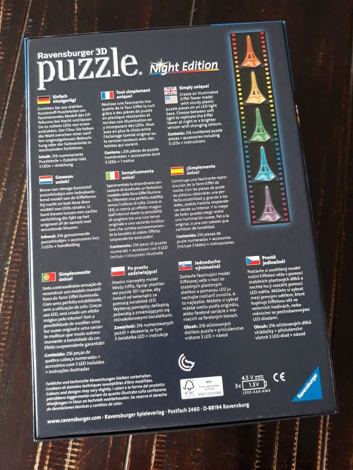 Ravensburger 3D Puzzle Night Edition Eifelturm wie NEU in Haar