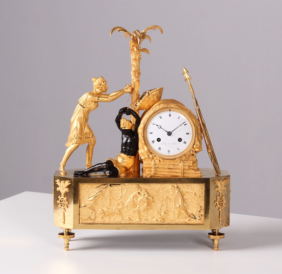 Antike feuervergoldete Pendule, Ormolu, Paris, Empire um 1810 in Gievenbeck