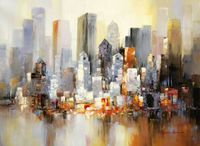 New York Manhattan Skyline im Morgengrau i98969 80x110cm Ölbild Berlin - Treptow Vorschau