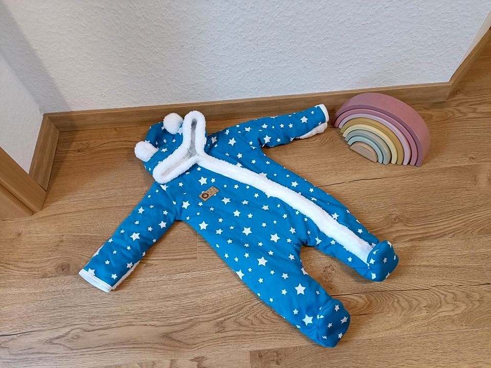 Kuschel Plüsch Overall Anzug 74 Baby neu blau Sterne in Aurich