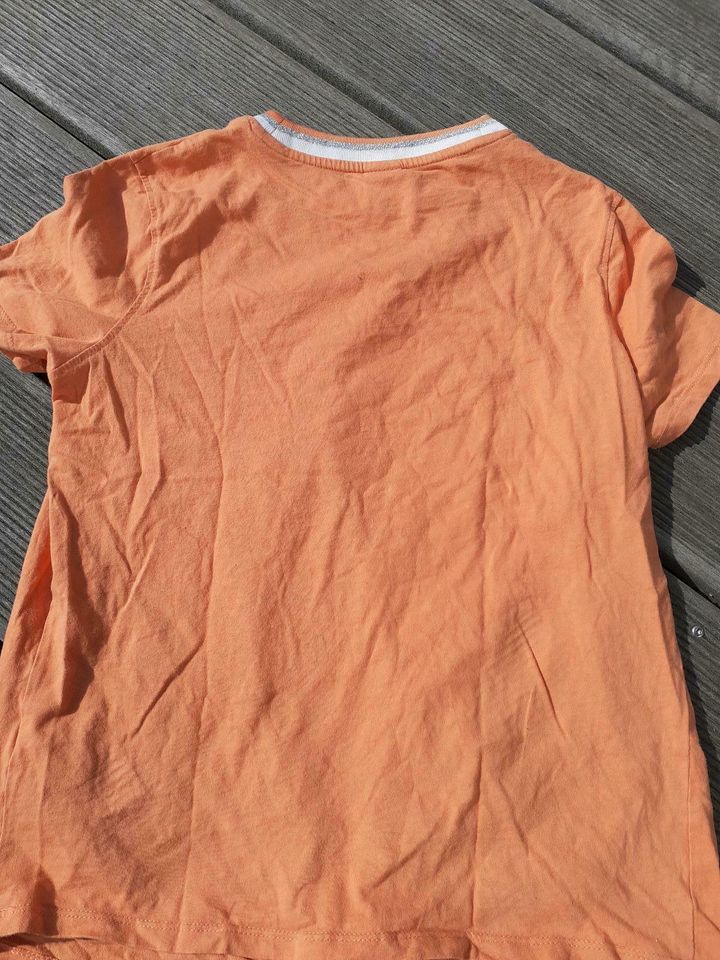 S.Oliver T-shirt orange mit Glitzer am Halsausschnitt  Gr. L 164 in Kassel