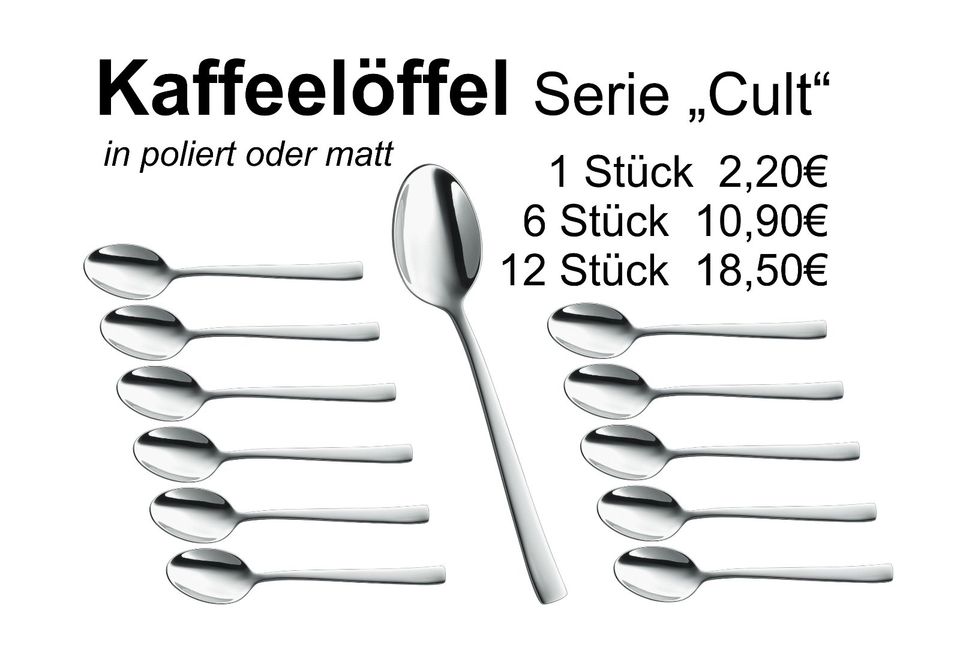 Kaffeelöffel NEU Edelstahl 18/10 Cult 12Stück 18,50€ in Westoverledingen