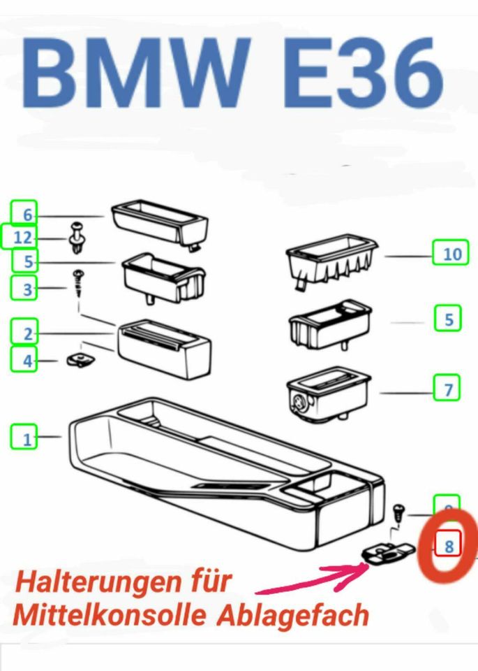 BMW E36 Halterungen ( für Mittelkonsolle Ablagefach  8161789  ! ) in Weiterstadt