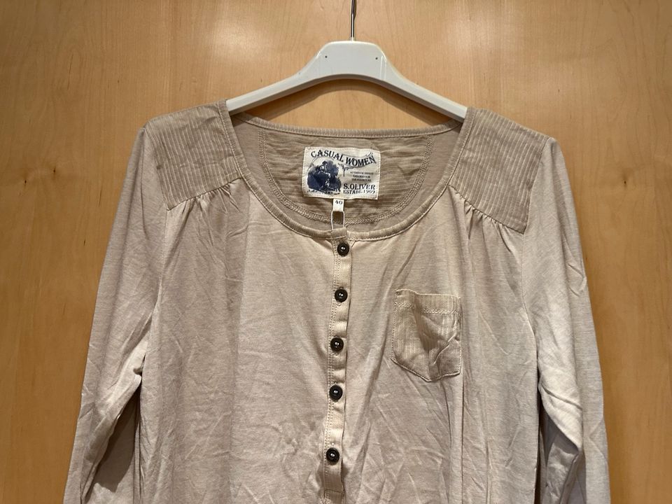 S.Oliver Shirt Longshirt Beige Kordel 40 Neu mit Etikett in Minden