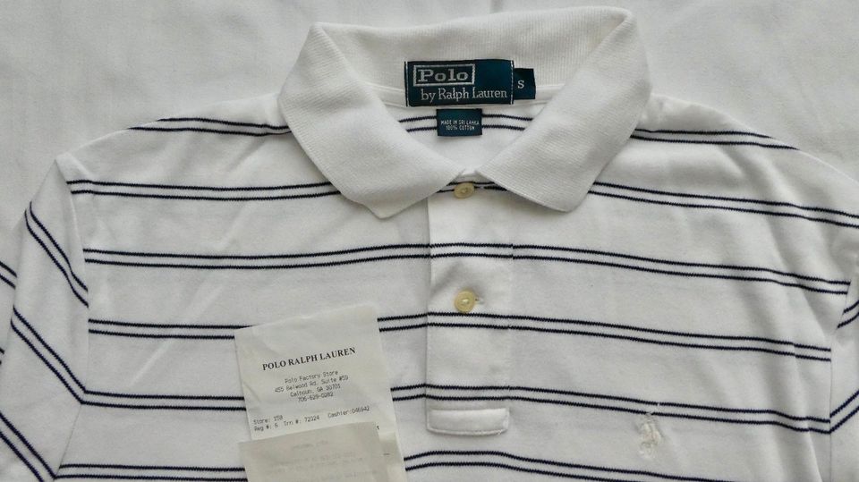 Polo Ralph Lauren Herren-Polo-Shirt Gr. S, weiß, gestreift in Dreieich