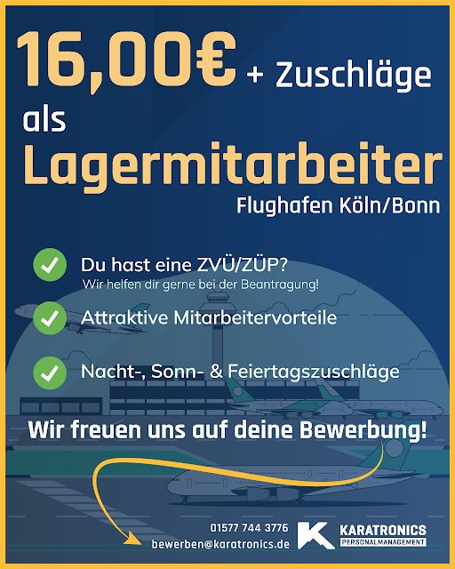 Flughafenmitarbeiter (m/w/d) am Flughafen Köln in Bonn