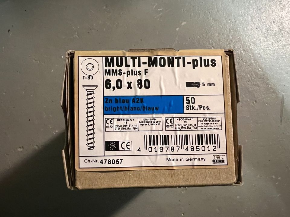 Heco Schraubanker Multi Monti Plus F 6 x 80, 50 Stück Neu in OVP in Erwitte