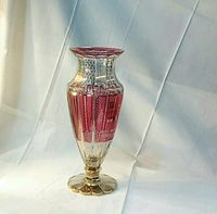 Große Überfang Vase Wurmliniendekor geschliffen rosa Glas Dresden - Neustadt Vorschau