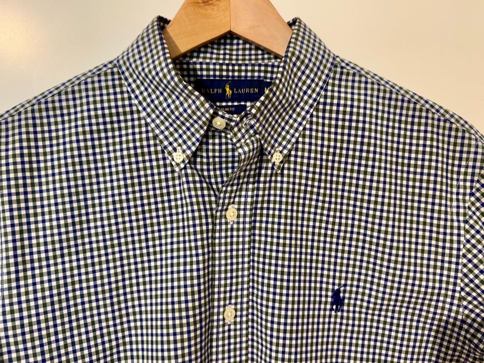 Ralph Lauren Hemd Kariert Blau Grün Gr M Slim Fit w Custom in Konstanz