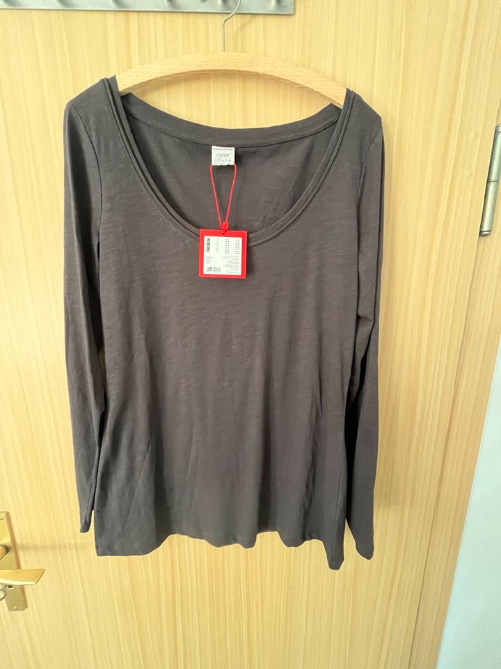 ESPRIT Langarmshirt, Gr. XL, neu, grau, Basic in Wurzen