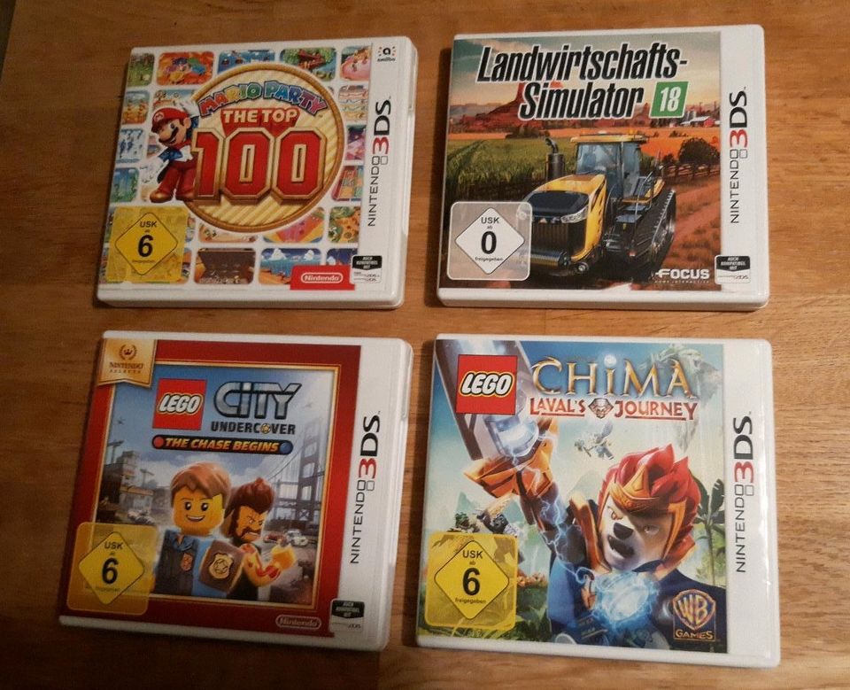 4 Spiele Nintendo 3DS/2DS: Mario, 2xLego, Landwirtschaftssimulato in Schwerte