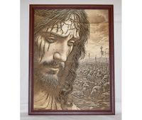 Wandbild Ikone Jesus Christus Brandmalerei 40x30cm Bild Niedersachsen - Bad Pyrmont Vorschau