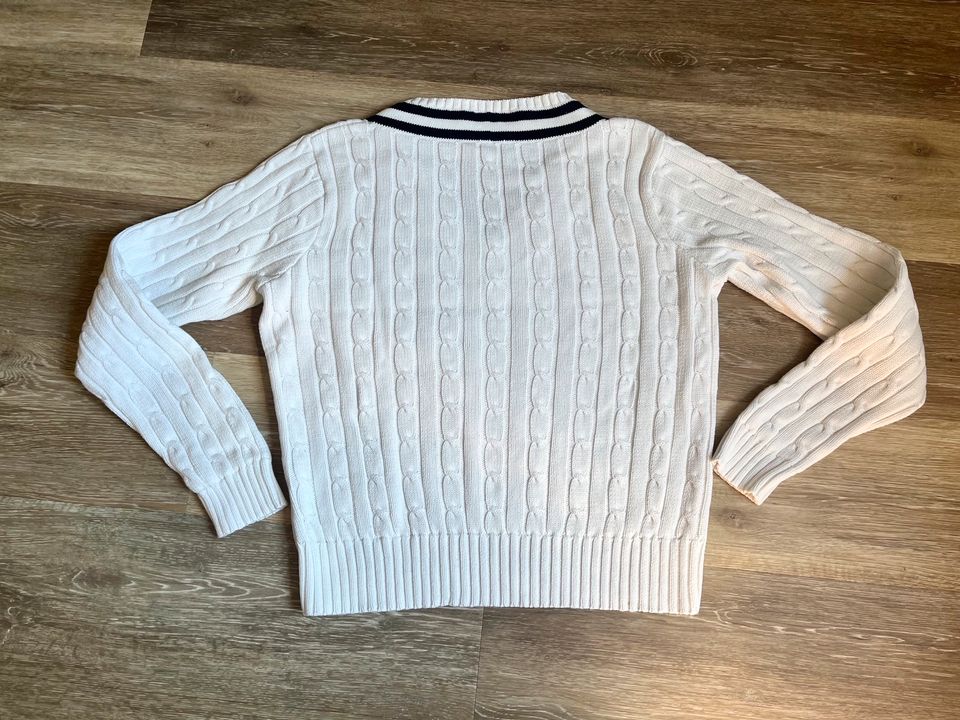 Ralph Lauren Pullover/Hoodie Zopfmuster weiß/schwarz XL/42 in Heuchelheim