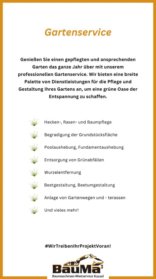 Grundstückspflege/ Gartenpflege/ Rasenmähen/ Anlagenservice! in Kassel