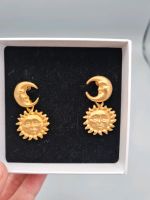 Sonne Mond 80er Jahre true Vintage Ohrstecker mattgold  wunderbar Sachsen - Zwickau Vorschau