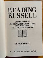 Reading Russell, Russell, John, Essays 1941-1988 Thüringen - Jena Vorschau