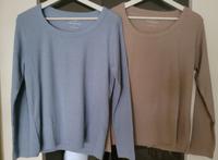2 Damen T-Shirts, Gr. L, Langarm, hellblau und beige, Mischgewebe Kiel - Mitte Vorschau