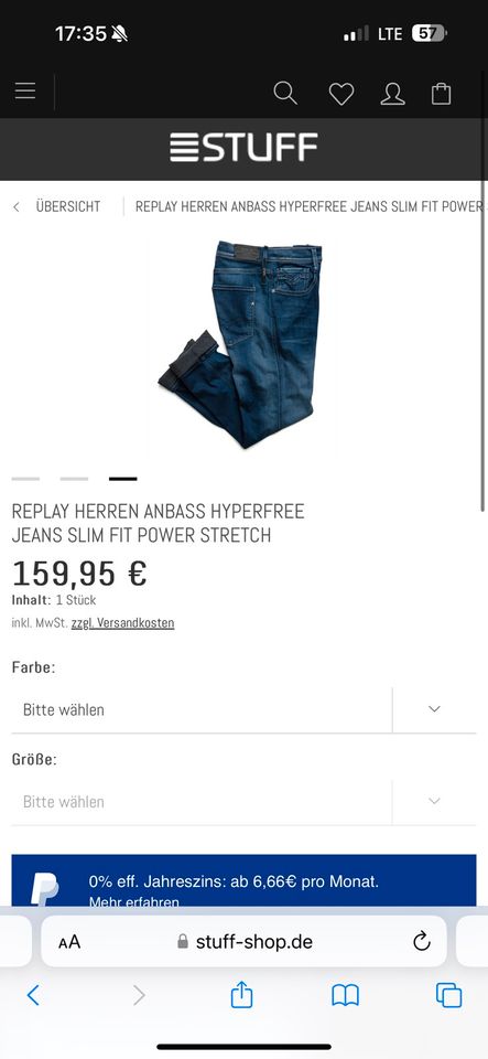 Replay Jeans Herren Hyperfree Stretch 31 blau neu in Mönchengladbach