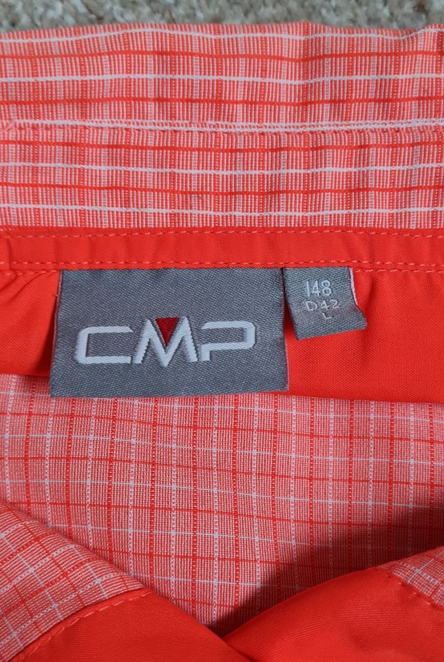 CMP – Damen Outdoorbluse Kurzarm – PFIRSISCH/ORANGE KARIERT in Leipzig