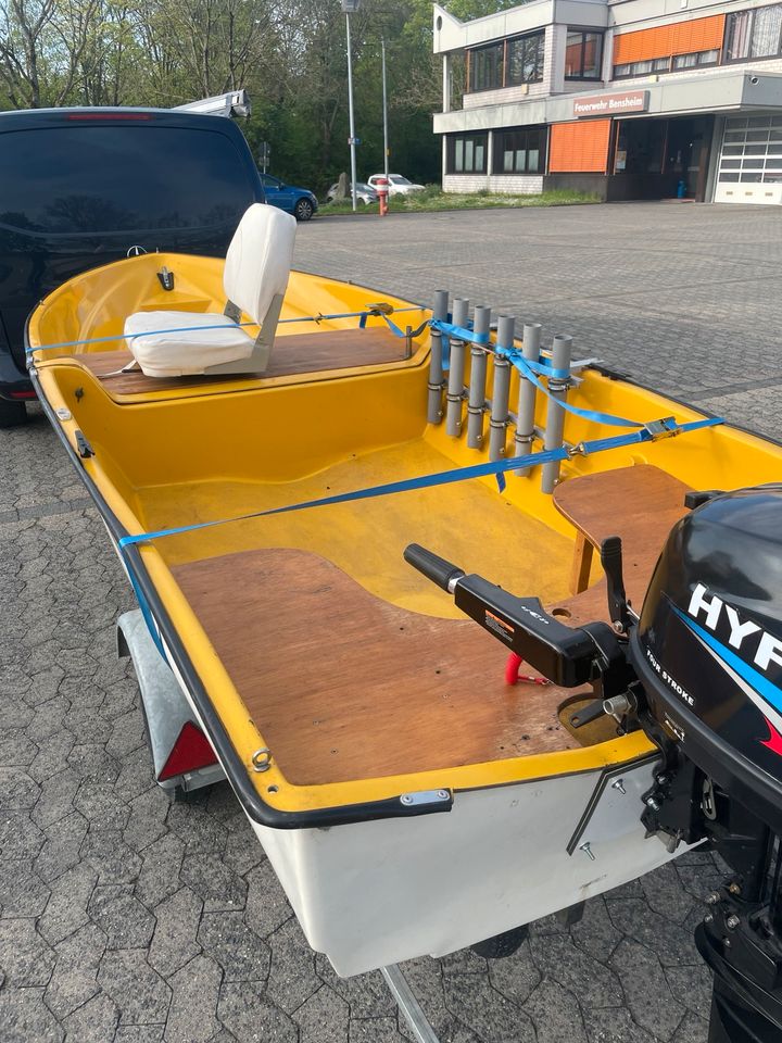 Angelboot Motorboot 4PS/15PS mit Trailer in Bensheim