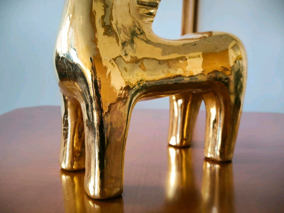 Alvino Bagni goldenes Pferd Keramik Vintage Italien 60 er jahr in Maintal