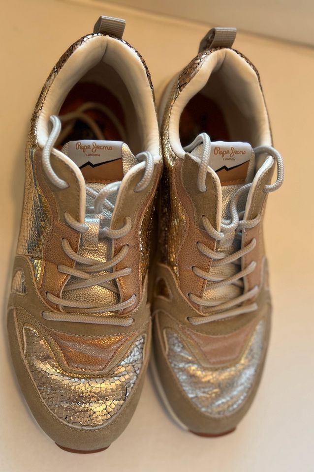 Pepe Jeans Sneaker Gr.41 Glitzer Gold Silber in Altlußheim