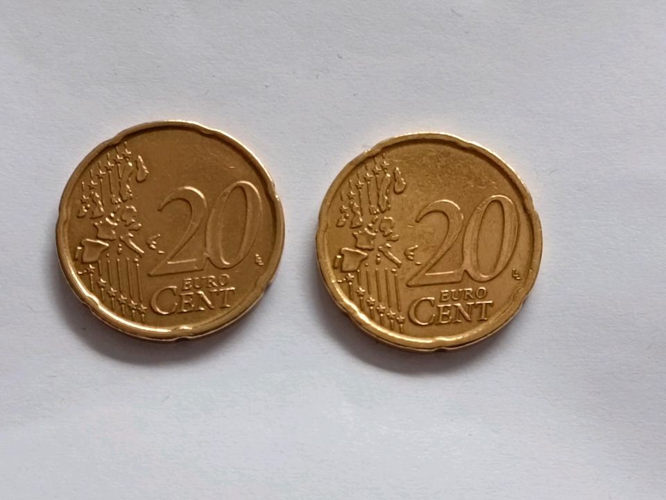 2x 20 Cent Umlaufmünze - Spanien in Augsburg