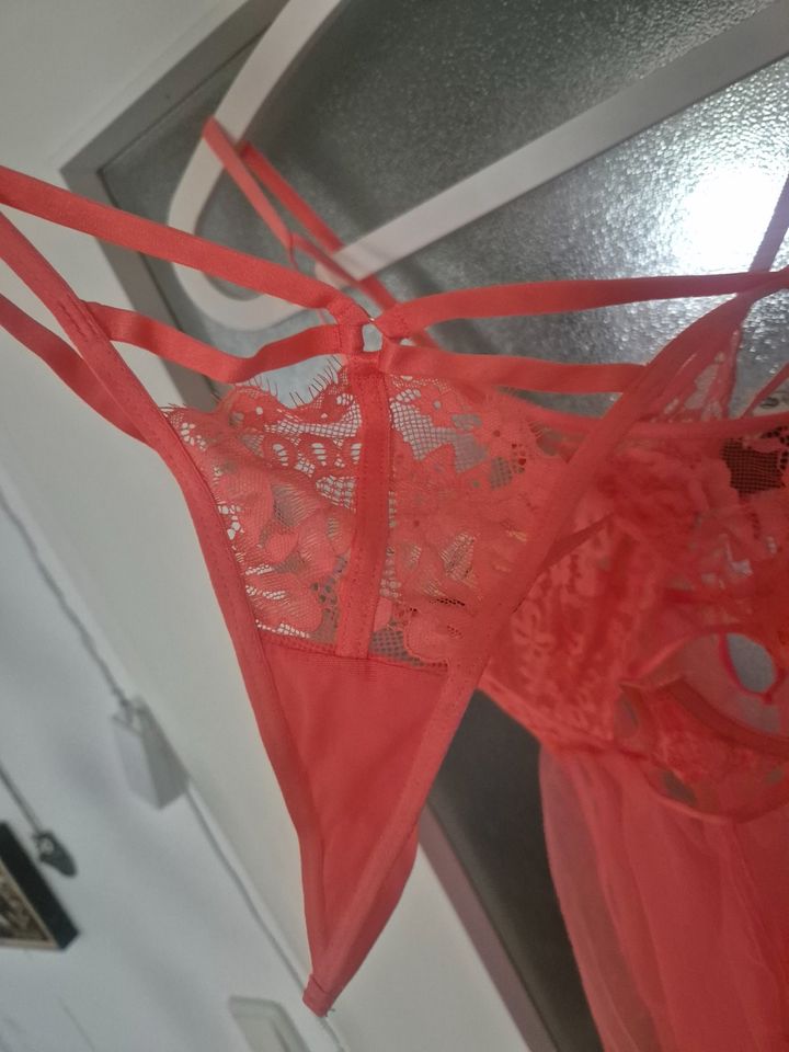 sexy BH-Set, Unterwäsche-Set, Babydoll, Hunkemöller, lachsfarben in Braunschweig