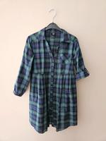 Neu! Vintage Hemdblusenkleid kariert blau Petroleum grün cotton Nordrhein-Westfalen - Uedem Vorschau
