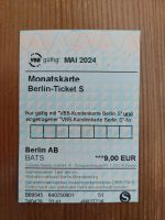 Berlin Ticket S Mai 2024 Monatskarte Monatsticket Berlin - Steglitz Vorschau