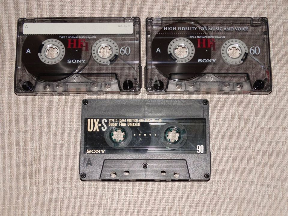 3x Sony Audiokassetten Leerkassetten 2x HF 60 Min 1x UX-S 90 Min in Wahrenholz
