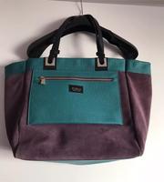 Wie Neu Furla Tasche Blau/Grün Lila Wild-Leder wendetasche West - Nied Vorschau