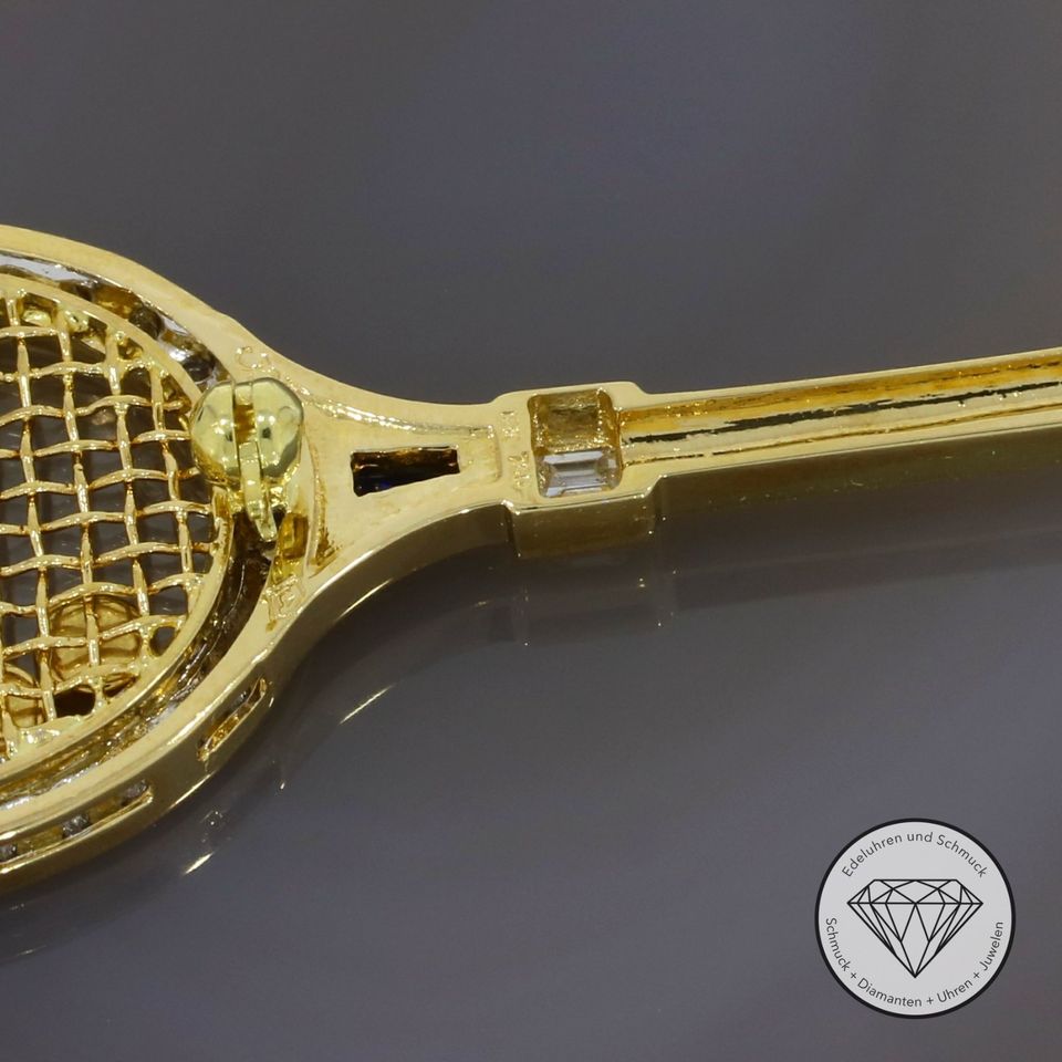 M*198414 Wert 4.150,- Tennis Diamant Brosche 750 Gold 18k XXYY in Essen