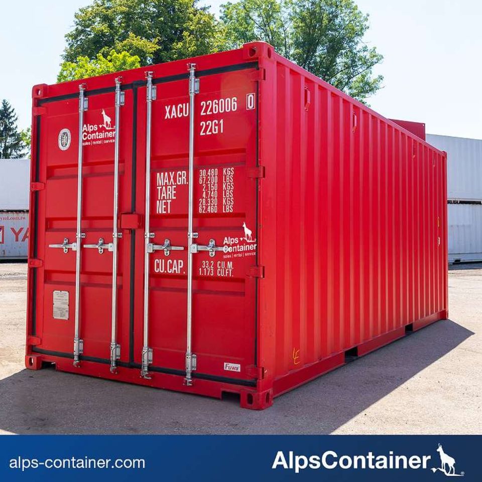 Seecontainer 20ft (6m) / Lagercontainer, verkehrsrot RAL3020 in Freilassing