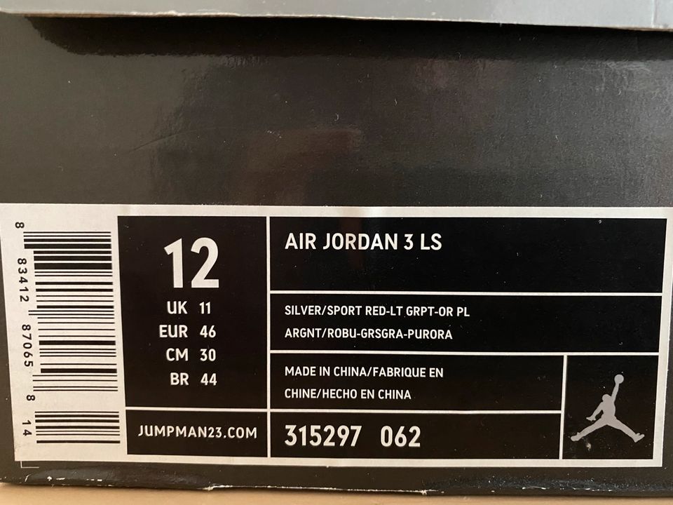 Nike Air Jordan 3 Retro Cool Grey 2007 US 12 / EUR 46 NEU OVP in Berlin