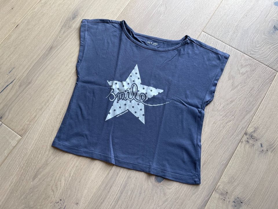 Vertbaudet Mädchen Kurz T-Shirt blau grau Smile Stern Gr. 146 152 in Würselen