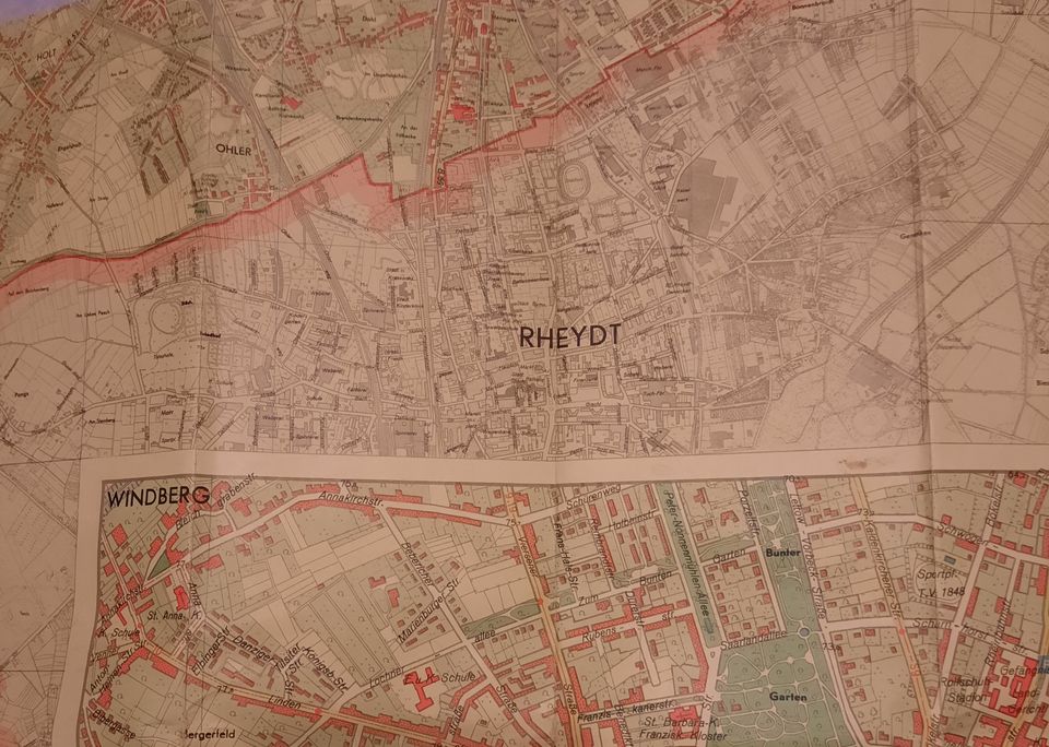 historischer Plan der Stadt Mönchengladbach (1961) in Monschau