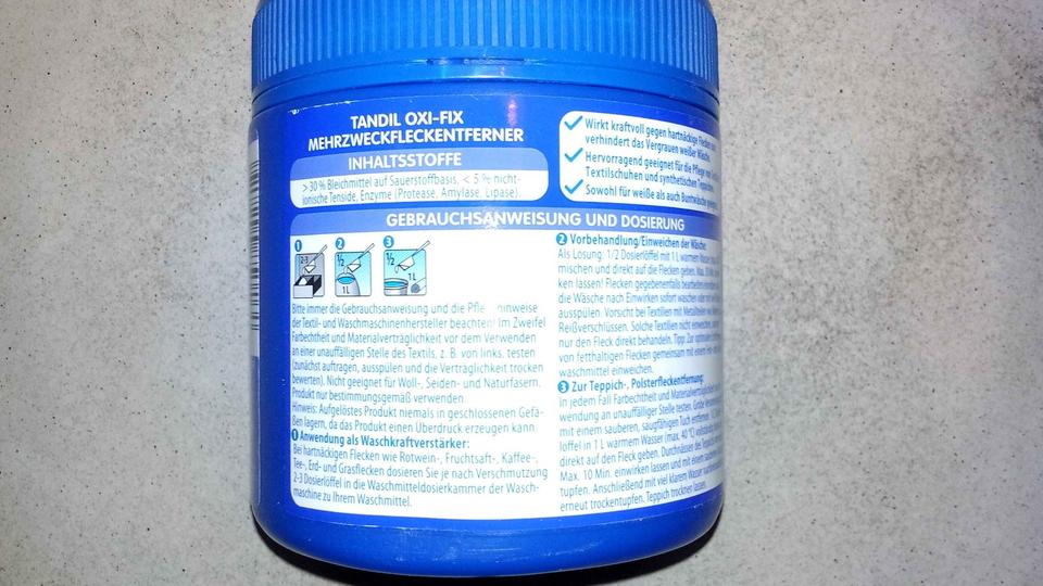 Oxi-Power-Weiss, Heitmann,Tandil Oxi-Fix Fleckentferner, 2 Dosen in Geschendorf