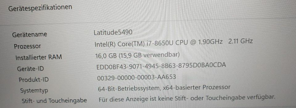 Laptop Dell Latitude 5490 16GB RAM & 512 SSD in Frankfurt am Main