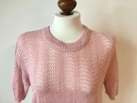 Vintage Lochmuster Strickpulli rosé Pullover Kurzarm M Pulli Bayern - Ustersbach Vorschau