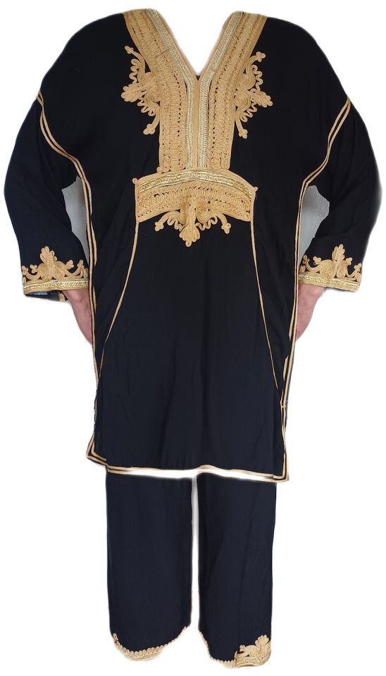 Hausanzug Pyjama Gr. 36 S orientalisch schwarz Gold Stickerei in Amerang