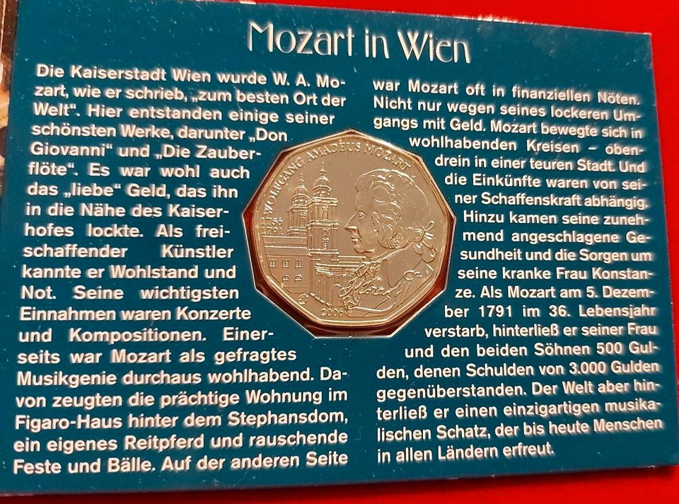 5 Euro Silbermünze Österreich 2006 Wolfgang Amadeus Mozart in München