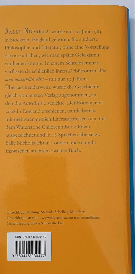 Sally Nicholls Wie man unsterblich wird, Roman, Buch in Pöttmes