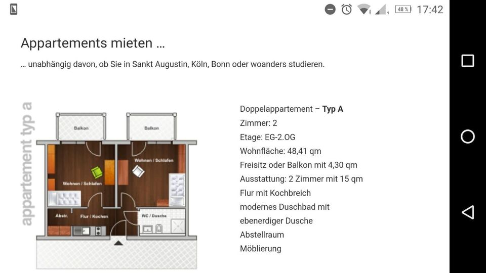 Studenten-Appartment in Sankt Augustin: Zimmer im Doppelapartment in Sankt Augustin