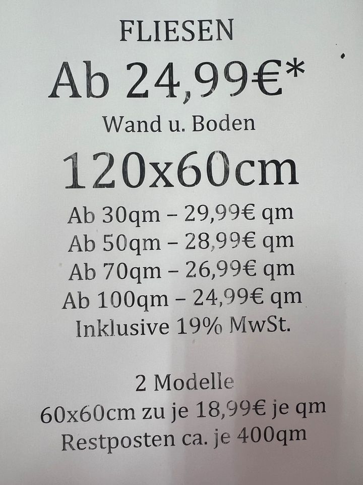 Fliesen 120x60cm Wand & Boden Posten elegant in Alsfeld