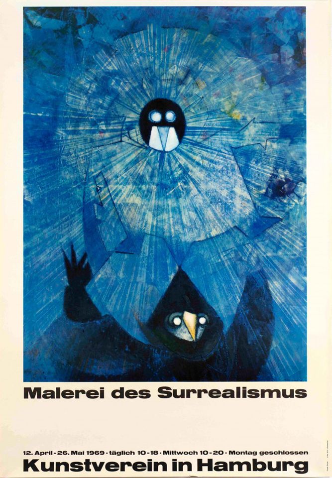 Original-Plakat Hamburg. Kunstver. 1969, Aussstellg.-Surealismus in Zehna