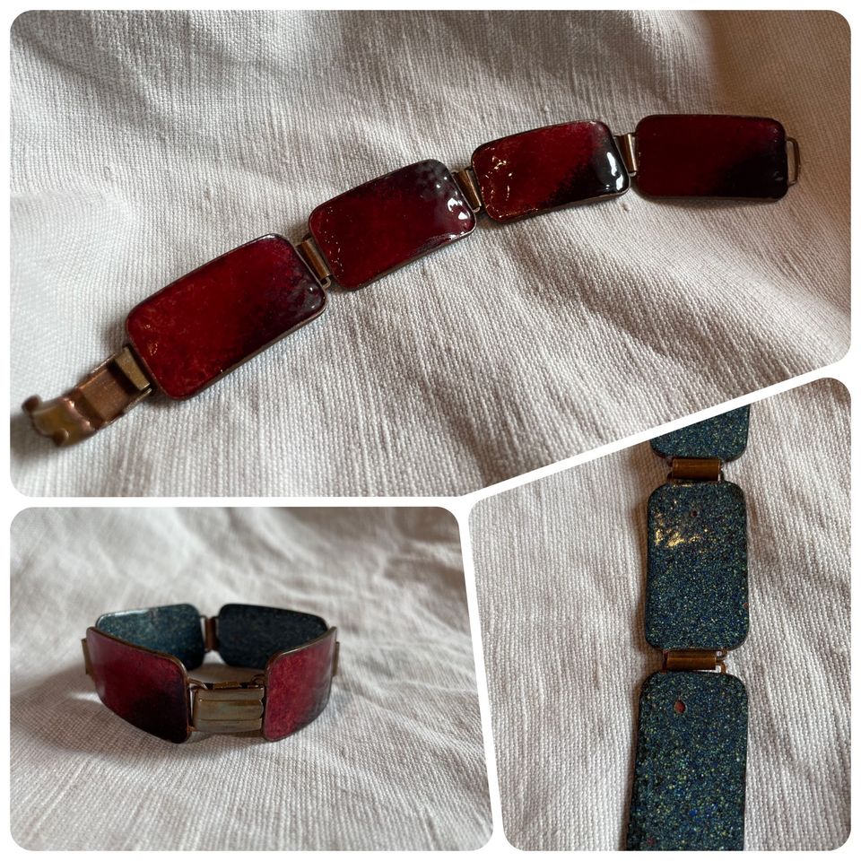 60er 70er Emaille Armband rot in Katzenelnbogen